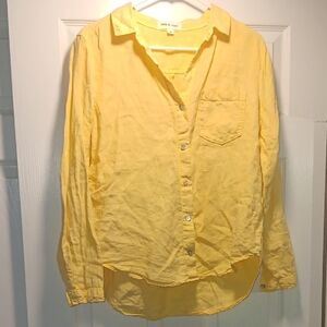 Cloth & Stone 100% Linen! Casual Yellow Button Down Shirt
